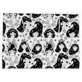 Sac cadeau fille Fleur Noir et Blanc (Dos)