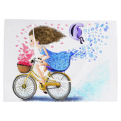 Sac Cadeau Fille Heureuse avec Vélo (Dos)