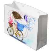 Sac Cadeau Fille Heureuse avec Vélo (Dos Angle)
