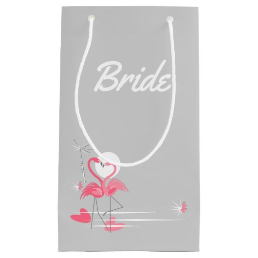 Sac Cadeau Flamant rose Love Side Bride petit (Devant)