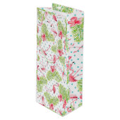 Sac cadeau Flamant rose Palm Vert (Devant Angle)