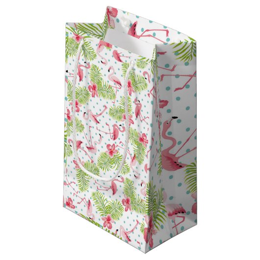 Sac cadeau Flamant rose Palm Vert (Devant Angle)