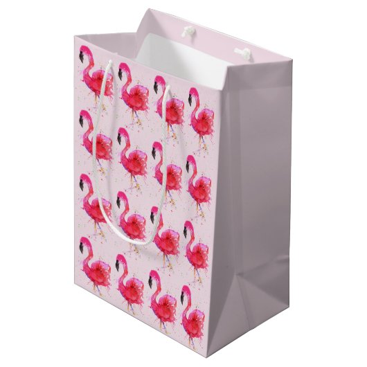 Sac cadeau Flamant rose rose mignon et coloré (Devant Angle)