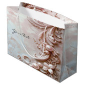 Sac Cadeau Fleur et Perle Orné Rose (Dos Angle)