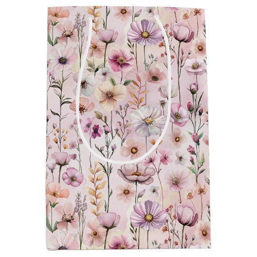 Sac cadeau Fleur sauvage couleur rose - Flore Dust (Devant)