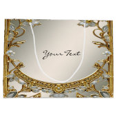 Sac Cadeau Fleuris Blanc Orné Doré (Dos)