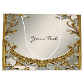 Sac Cadeau Fleurs Blanches Ornement Doré (Dos)