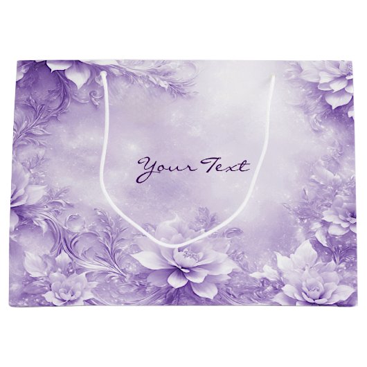 Sac Cadeau Fleurs Blanches Violettes (Devant)