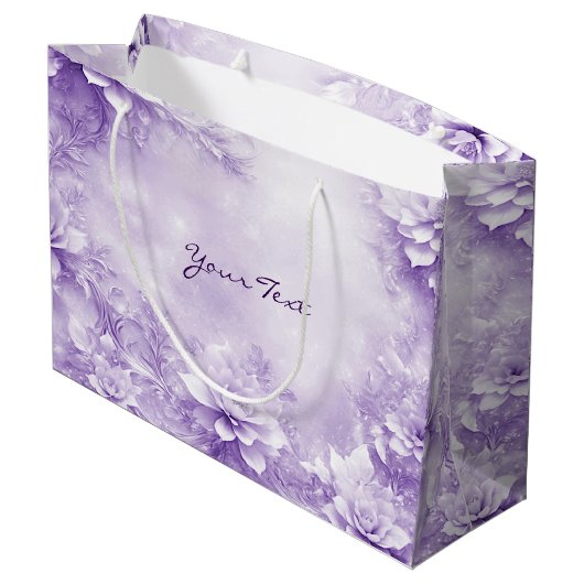 Sac Cadeau Fleurs Blanches Violettes (Dos Angle)