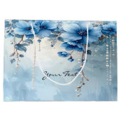 Sac Cadeau Fleurs Bleues et Perles (Dos)