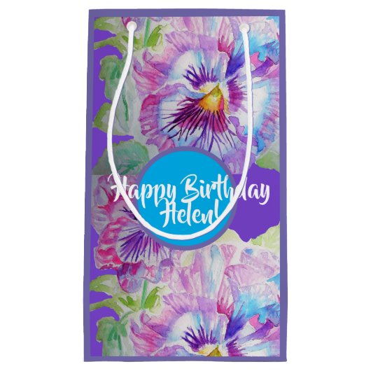 Sac Cadeau Fleurs d'Amour Fleurs de Pensée Violett (Devant)