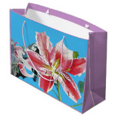 Sac Cadeau Fleurs De Lys Rouges Aquarelle Bleue (Dos Angle)