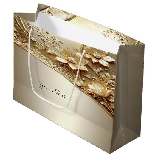 Sac Cadeau Fleurs Ornées Moderne avec Perles (Devant Angle)