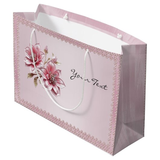 Sac Cadeau Fleurs Roses Modernes (Dos Angle)