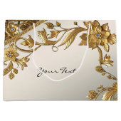 Sac Cadeau Floral à Feuilles Ondulées Dorées (Devant)