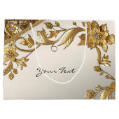 Sac Cadeau Floral à Feuilles Ondulées Dorées (Dos)