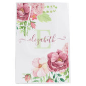 Sac cadeau floral aquarellisé avec monogramme (Devant)