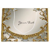 Sac Cadeau Floral Blanc Orné Doré (Devant)