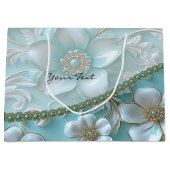 Sac cadeau floral blanc sarcelle (Devant)