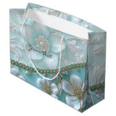 Sac cadeau floral blanc sarcelle (Dos Angle)