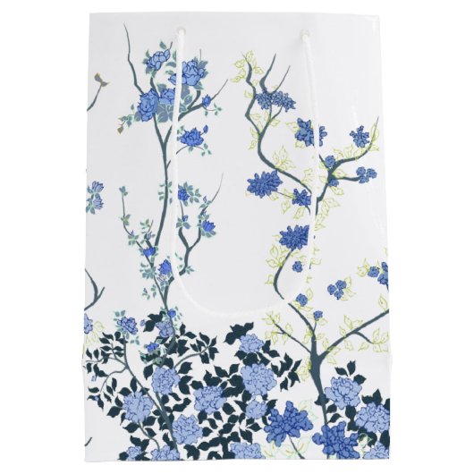 Sac cadeau Floral Bleu et Blanc (Dos)