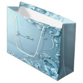 Sac cadeau floral décoratif bleu (Devant Angle)