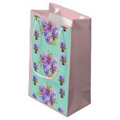 Sac cadeau floral Fleurs aqua turquoise Chic décon (Dos Angle)