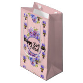 Sac Cadeau Floral Fleurs de Pansy Rose Chic Démodé (Devant Angle)