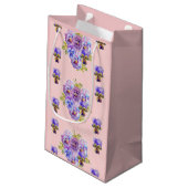 Sac Cadeau Floral Fleurs de Pansy Rose Chic Démodé (Dos Angle)