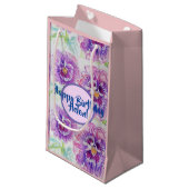 Sac Cadeau Floral Fleurs de Pensée Violette Shabby (Devant Angle)