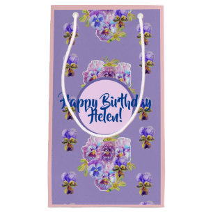 Sac Cadeau Floral Fleurs de Pensée Violette Shabby