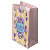 Sac Cadeau Floral Fleurs Jaune Rayure Chic Décontr (Devant Angle)