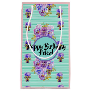 Sac Cadeau Floral Fleurs Turquoise Aqua Shabby Chi
