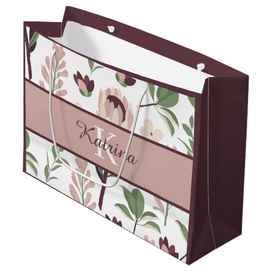 Sac cadeau Floral Monogramme (Devant Angle)