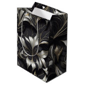 Sac cadeau Floral Noir Moderne (Dos Angle)