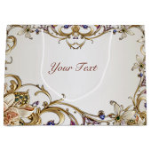 Sac Cadeau Floral Or Blanc (Devant)