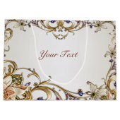 Sac Cadeau Floral Or Blanc (Dos)