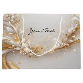 Sac Cadeau Floral Or Blanc (Devant)