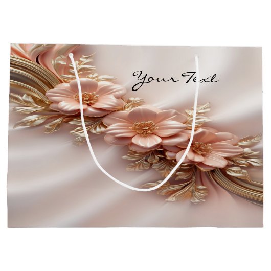 Sac cadeau floral orange pêche élégant (Dos)