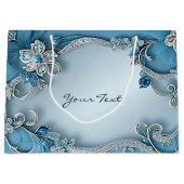 Sac Cadeau Floral Orné Bleu (Devant)