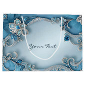 Sac Cadeau Floral Orné Bleu (Dos)