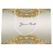 Sac Cadeau Floral Orné Doré (Devant)