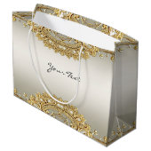 Sac Cadeau Floral Orné Doré (Dos Angle)