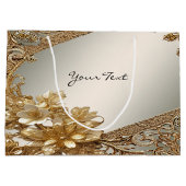 Sac Cadeau Floral Orné Doré Moderne (Dos)