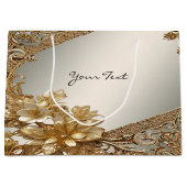 Sac cadeau floral orné moderne en or (Devant)