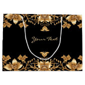 Sac Cadeau Floral Orné Or Et Noir (Dos)