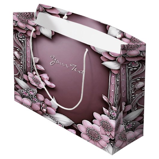 Sac cadeau floral rose (Dos Angle)