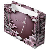 Sac cadeau floral rose (Devant Angle)