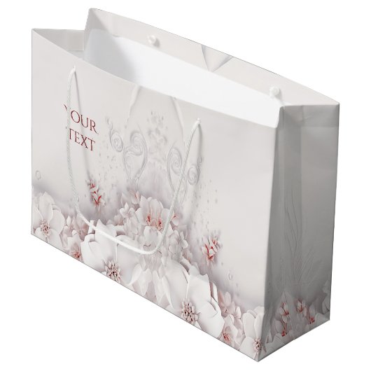 Sac cadeau floral rose blush ivoire (Devant Angle)