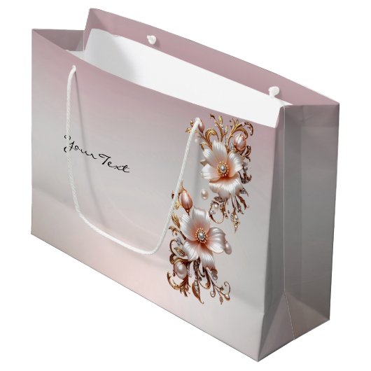Sac cadeau floral rose décoratif (Devant Angle)
